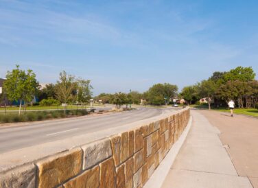 closeup of brick median at North Colony Boulevard