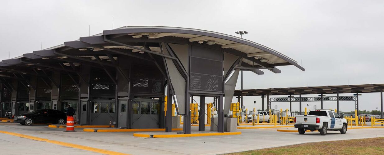 side view toll station booths McAllen Anzalduas